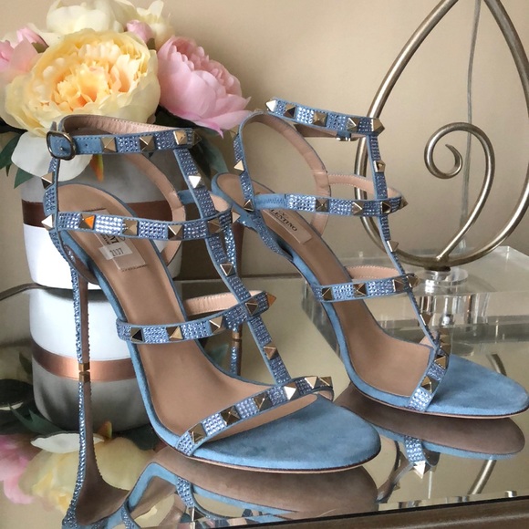 VALENTINO Rockstud Ankle Strap Crystal Sandals high-heel - Picture 2 of 16